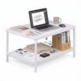 thumbnail image 1 of ZENY Rectangle Wood Coffee Table Metal Frame MDF Home Tea Table Desk Rustic White, 1 of 7