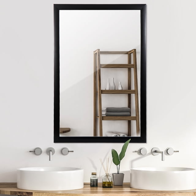 "ZENY Large Size 24"" x 36"" Modern Black Framed Rectangle Wall Mirror ...
