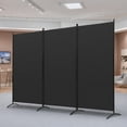 thumbnail image 1 of ZENY 3-Panel Room Divider, 6 ft Tall Folding Privacy Screen with Metal Frame, Freestanding Fabric Partition for Home, Office and Bedroom, Black, 1 of 10
