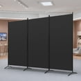 thumbnail image 1 of ZENY Room Divider 3 Panel Folding Partition Metal Frame Freestanding Fabric Room Panel Privacy Screens, Black, 1 of 10