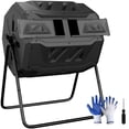 thumbnail image 1 of ZENY 43 Gallon Easy-Turn Dual Chamber Compost Tumbler, Outdoor Rotating Bin for Fast Composting, Black, 1 of 13