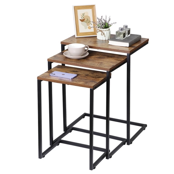 ZENY Set of 3 Modern Rustic End Table Side Sofa Table for Living Room Bedroom