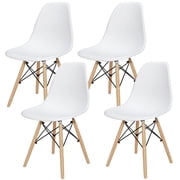 ZENY Set of 4 Mid Century Modern Dining Chairs Molded Plastic Shell Side Chairs with Wood Legs, White
