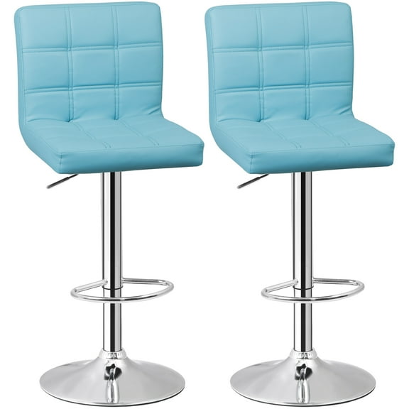 ZENY Set of Two Home Height Adjustable Armless Spa Bar Stools 360-Degree Swivel, Blue