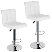 ZENY Set of Two Home Height Adjustable Armless Spa Bar Stools 360-Degree Swivel, White