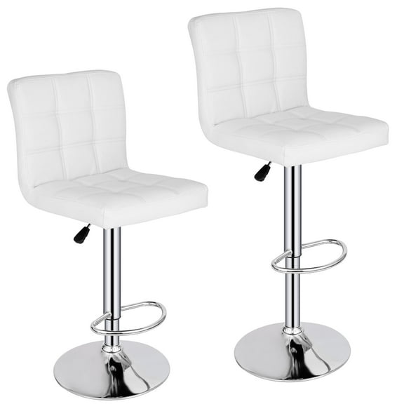 ZENY Set of Two Home Height Adjustable Armless Spa Bar Stools 360-Degree Swivel, White