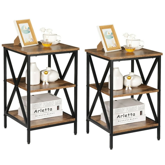 ZENY Set of Two x-Design Storage Organizer Display Rack Bookshelf, Black&Brown