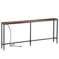 thumbnail image 1 of ZENY Sofa Table with Charging Station 70 inch Console Table, Brown, 1 of 11