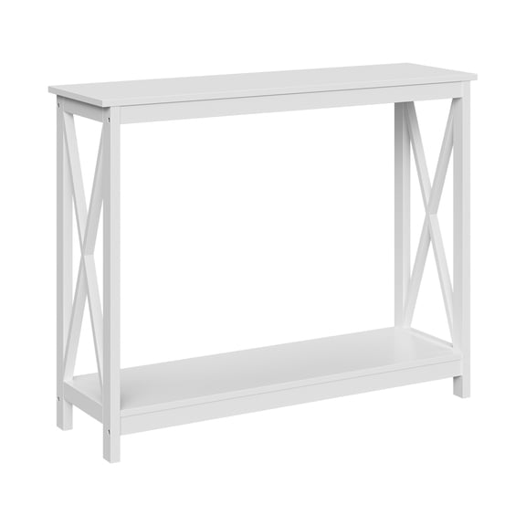 ZENY 39.4" 2-Tier Narrow Entryway Console Table, X-Shape Wood Sofa Side Table White