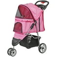 thumbnail image 1 of ZENY Three Wheels Pet Stroller, 360 Rotation, Folding Convertible Design, Pink, 1 of 10