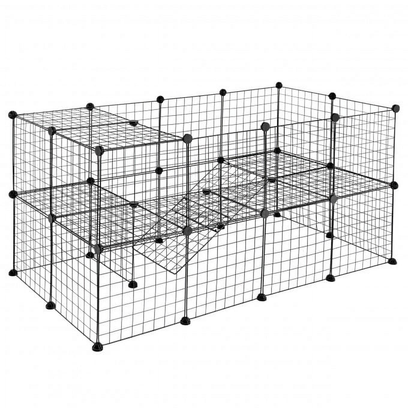 SEGAWE ZENY Two Tiers Dog Pet Playpen Small Animals Exercise Crate Metal Wire Fence