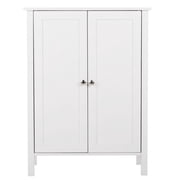 ZENY White Wooden 2 Door Bathroom Cabinet Storage with 3 Shelves Free Standing