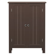 ZENY Wooden 2 Door Bathroom Cabinet Storage with 3 Shelves Free Standing 31.5" H, Brown