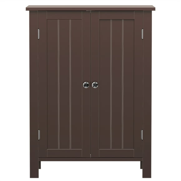 ZENY Wooden 2 Door Bathroom Cabinet Storage with 3 Shelves Free Standing 31.5" H, Brown