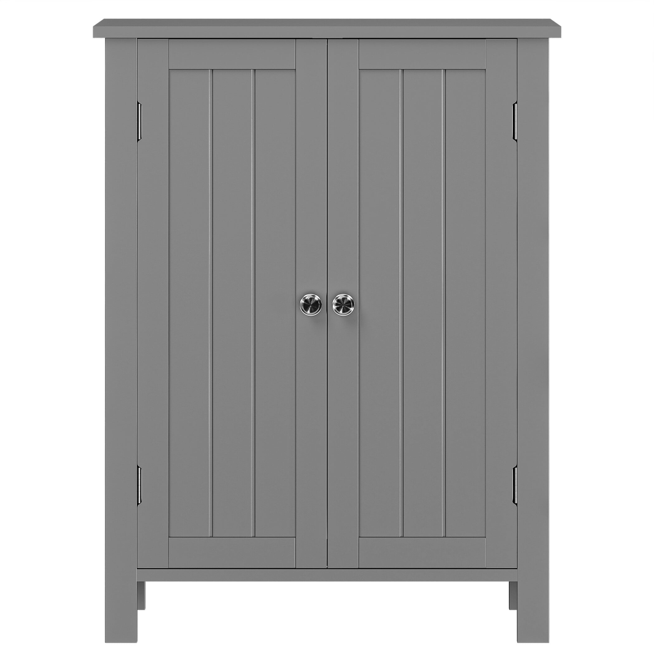ZENY Wooden 2 Door Bathroom Cabinet Storage with 3 Shelves Free Standing 31.5" H, Gray