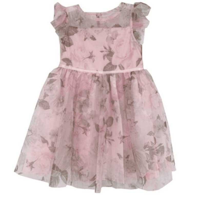 ZENZI Toddler Girls' Floral Mesh Dress In Floral Pink, 2T
