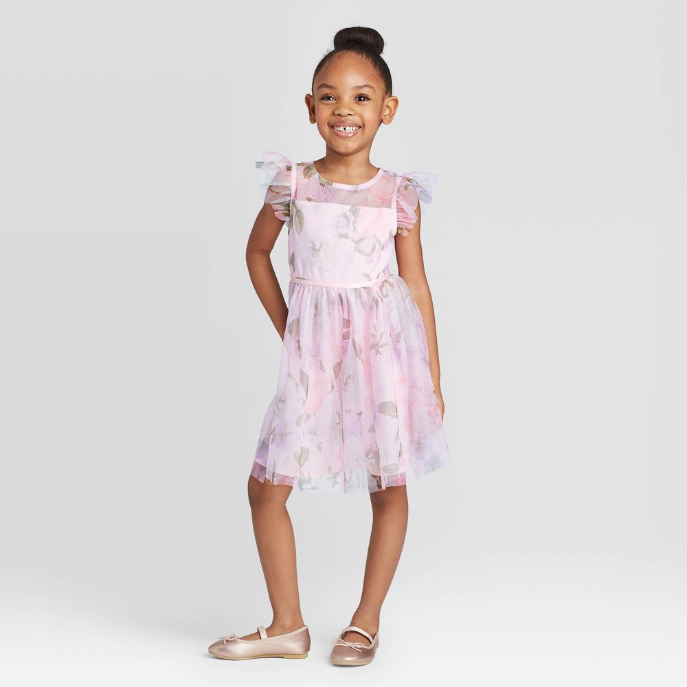 ZENZI Toddler Girls' Floral Mesh Dress In Floral Pink, 3T - Walmart.com