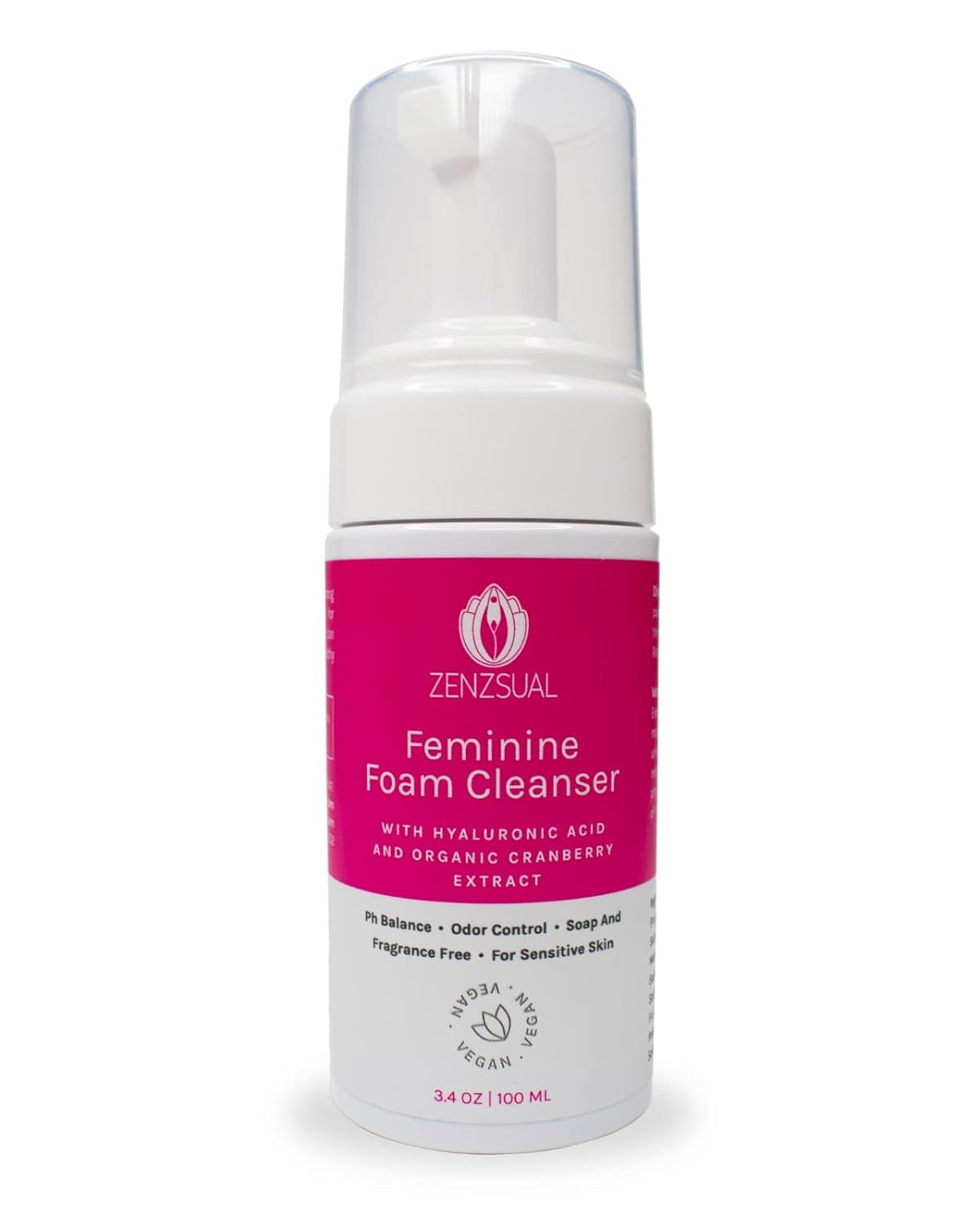 ZENZSUAL Feminine Foam Cleanser with Hyaluronic Acid and Organic Cranberry Extract PH Balance