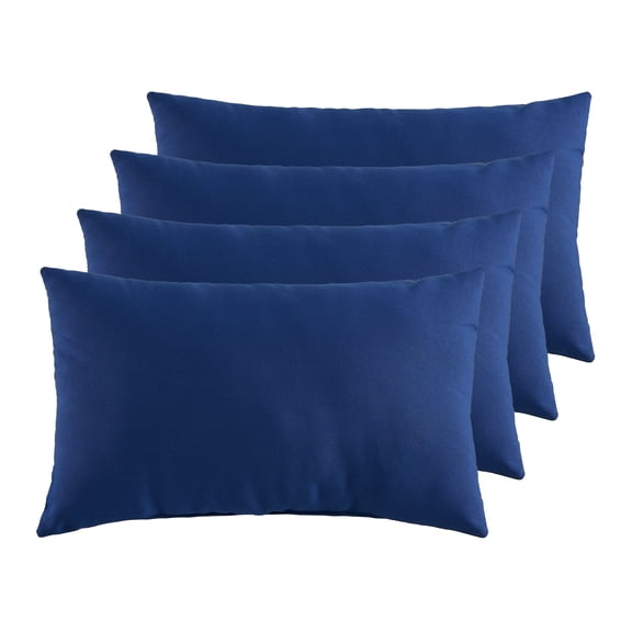 ZEOLABS Indoor Outdoor Lumbar Pillows Set of 4,Waterproof Outdoor Pillows for Patio Furniture,12x20 Inch,Navy Blue