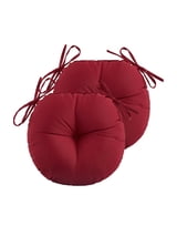 ZEOLABS Outdoor Bistro Chair Cushions Set of 2,Waterproof Tufted Outdoor Round Chair Cushions with Ties for Patio Furniture,15x15 inch, Burgundy