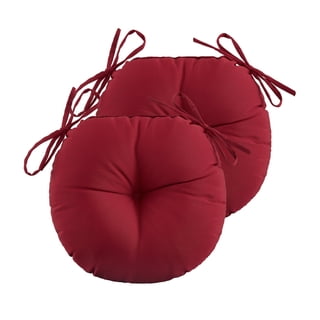 ZEOLABS Outdoor Bistro Chair Cushions Set of 2,Waterproof Tufted Outdoor Round Chair Cushions with Ties for Patio Furniture,15x15 inch, Burgundy