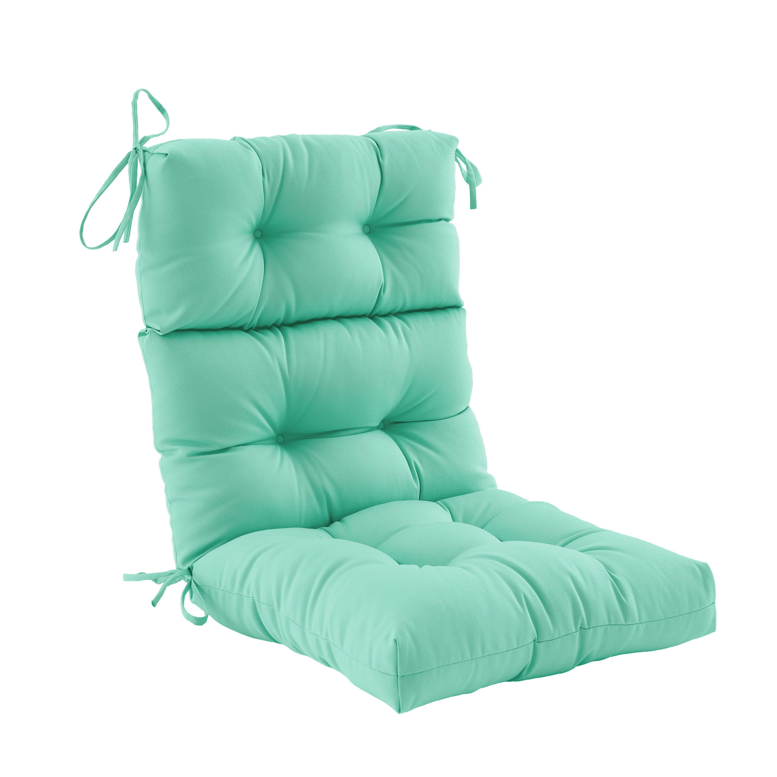 ZEOLABS Outdoor High Back Chair Cushion,Waterproof Tufted Adirondack Rocking Chair Cushion with Ties,Replacement Seat Back Cushion for Patio Furniture, Aqua Blue