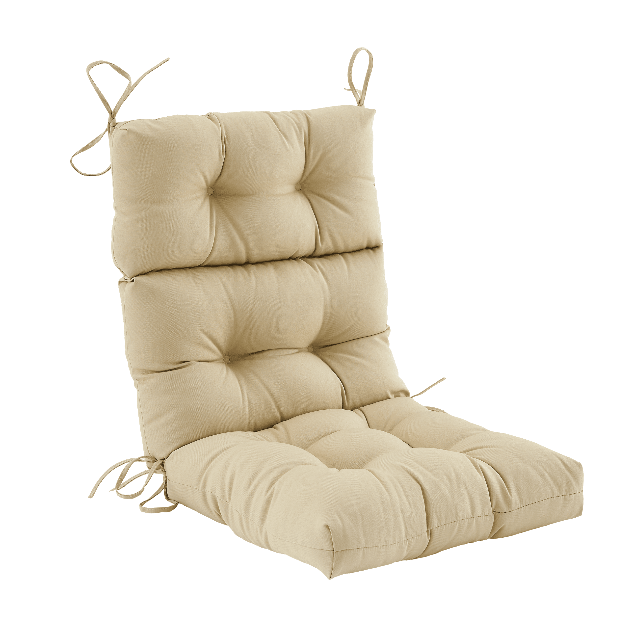 ZEOLABS Outdoor High Back Chair Cushion,Waterproof Tufted Adirondack Rocking Chair Cushion with Ties,Replacement Seat Back Cushion for Patio Furniture, Beige