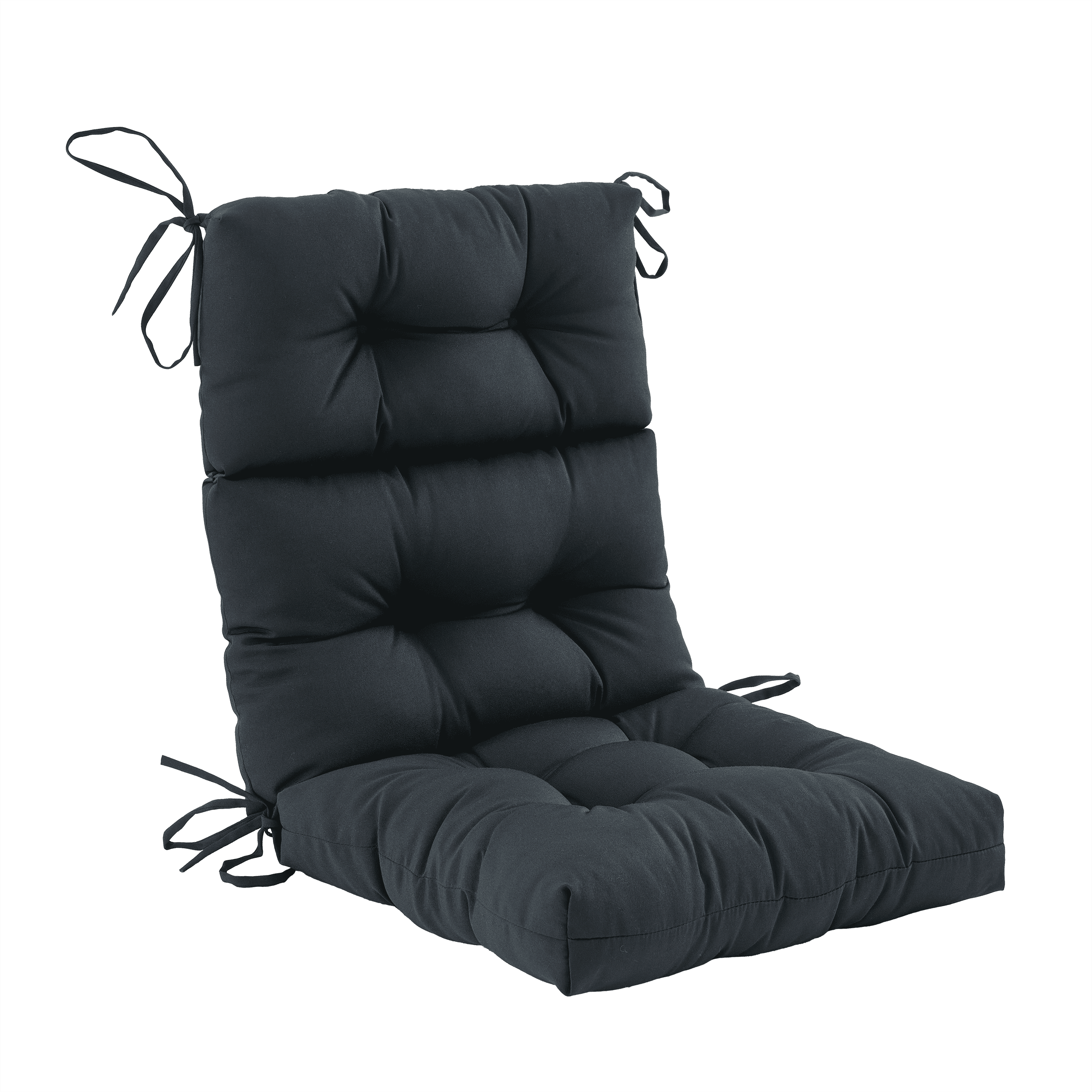 ZEOLABS Outdoor High Back Chair Cushion,Waterproof Tufted Adirondack Rocking Chair Cushion with Ties,Replacement Seat Back Cushion for Patio Furniture, Black