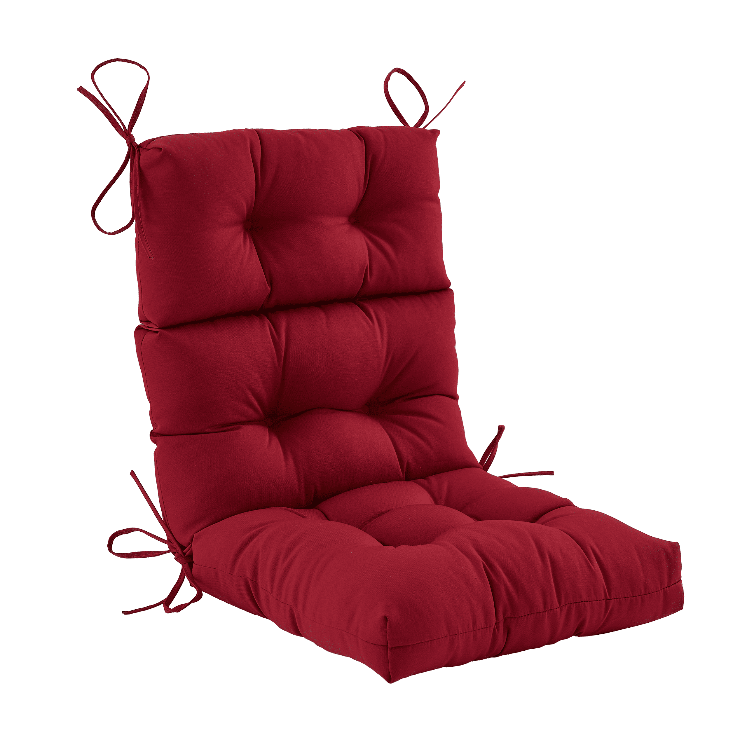 ZEOLABS Outdoor High Back Chair Cushion,Waterproof Tufted Adirondack Rocking Chair Cushion with Ties,Replacement Seat Back Cushion for Patio Furniture, Burgundy