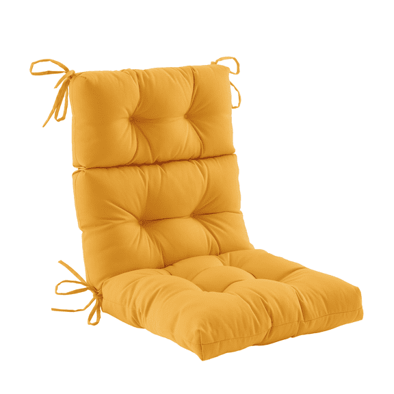ZEOLABS Outdoor High Back Chair Cushion,Waterproof Tufted Adirondack Rocking Chair Cushion with Ties,Replacement Seat Back Cushion for Patio Furniture, Yellow