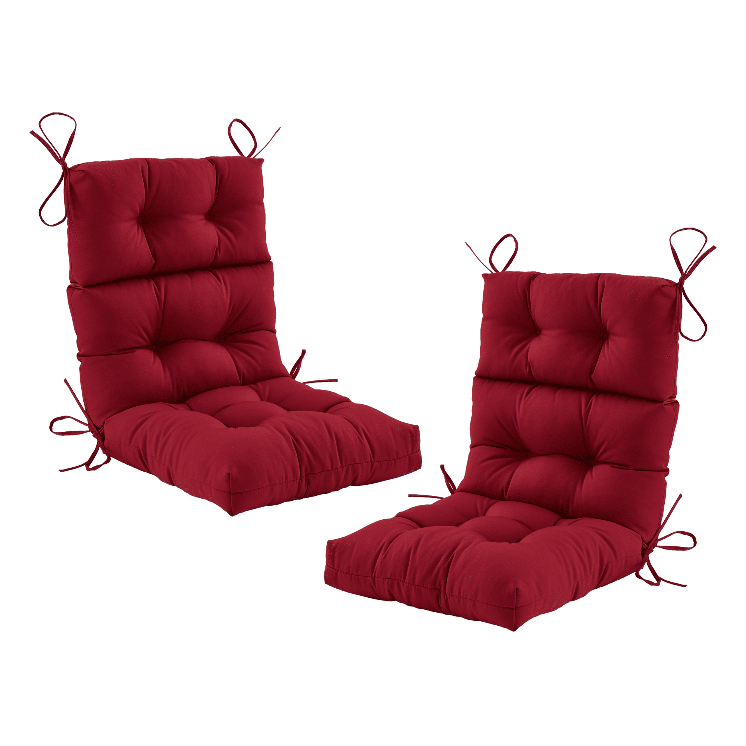 ZEOLABS Outdoor High Back Chair Cushions Set of 2,Waterproof Tufted Lawn Adirondack,Rocking Chair Seat Cushions with Ties for Patio Furniture, 45x29 Inch, Burgundy