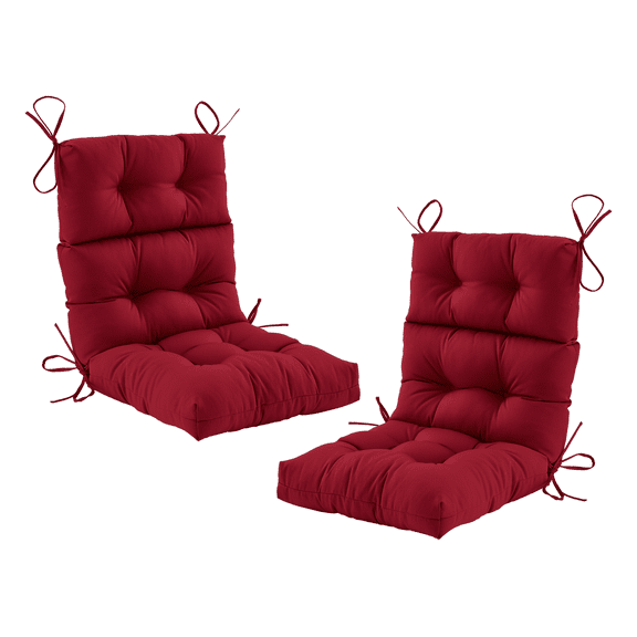 ZEOLABS Outdoor High Back Chair Cushions Set of 2,Waterproof Tufted Lawn Adirondack,Rocking Chair Seat Cushions with Ties for Patio Furniture, 45x29 Inch, Burgundy