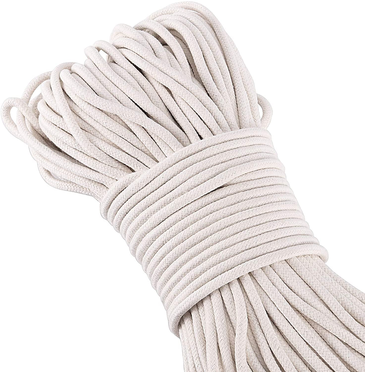 ZEONHAK 1/4 Inch Cotton Rope, Clothesline Rope Cord, 328 Ft All Purpose Braided Cotton Rope, Off-White ZEONHAK 1/4 Inch Cotton Rope, Clothesline Rope Cord, 328 Ft All Purpose Braided Cotton Rope, Off-White