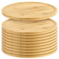 thumbnail image 1 of ZEONHAK 10 Pack 6 Inch Round Bamboo Platter Saucer, Natural Bamboo Plant Pot Trays, Wooden Serving Tray for Plants, 1 of 7