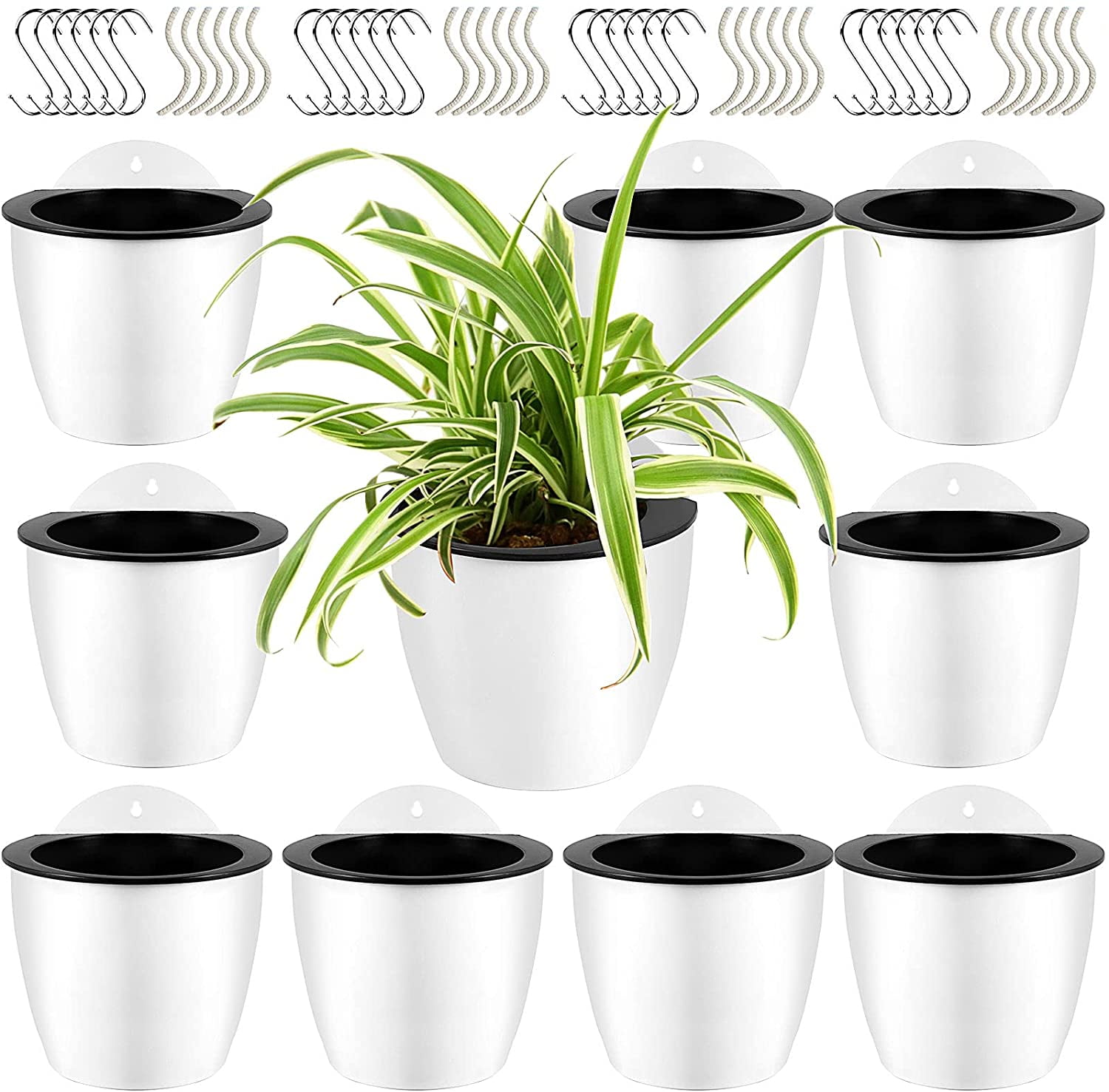 ZEONHAK 10 Pack 6.3 Inch Self Watering Hanging Planters, Wall Hanging