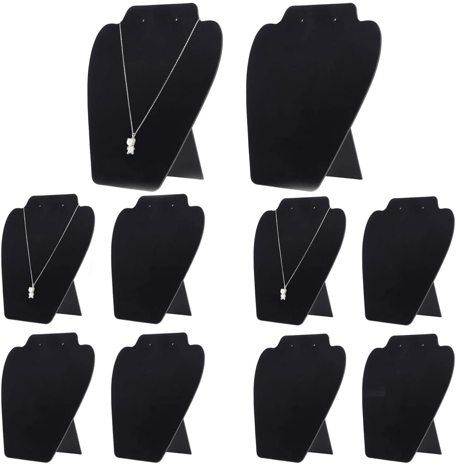 Justsoso 8pcs/set Face Velvet Black Foldable Necklace Display for Selling,  Portable Jewelry Easel Display Stand Rack, Bust Stand Holder For Shop Show
