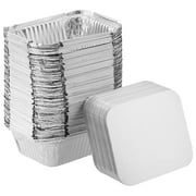 ZEONHAK 125 Pack 6 x 5 Inch Aluminium Foil Pans, Tin Cake Pans with Lids, Aluminum Foil Steam Table for Cooking, Roasting