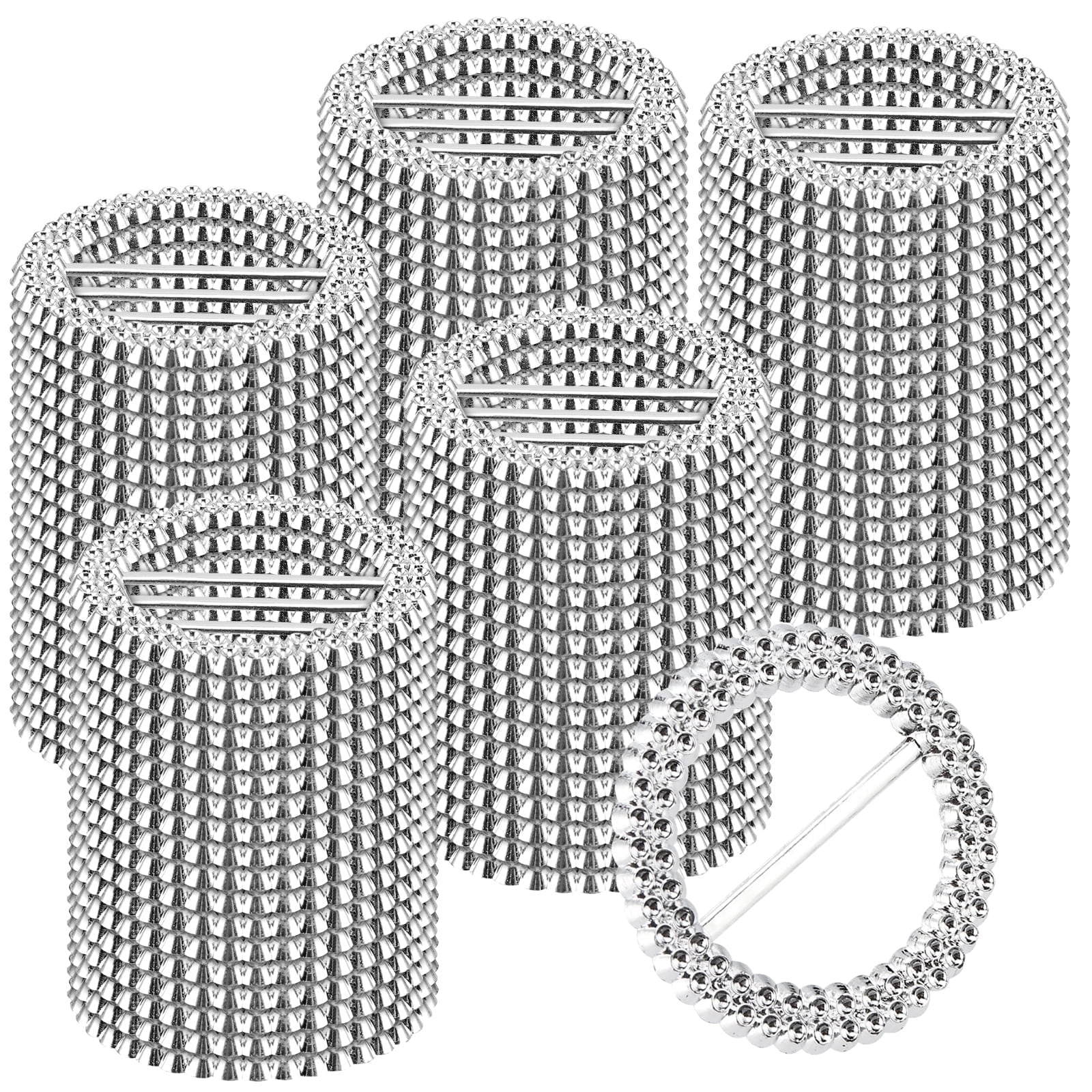 200 Pcs 2.5 Inch Round Rhinestone Ribbon Buckles - Silver Chair Sash Sliders For Wedding, Party Decor & Crafts