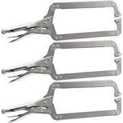 ZEONHAK 3 PCS 18 Inches C-Clamp Locking Pliers, Heavy Duty Vise-Grip Welding Pliers, C-Clamp with Swivel Pads
