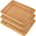 thumbnail image 1 of ZEONHAK 3 Pack 15.7 x 11.8 x 3.1 Inch Poly Wicker Bread Baskets, Rectangle Imitation Rattan Woven Basket, Poly Wicker Storage Baskets for Bread, Vegetable, Fruit, 1 of 6