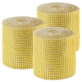 thumbnail image 1 of ZEONHAK 3 Roll 4.7 Inch x 10 Yard Diamond Mesh Ribbon Roll, 24 Row Gold Crystal Rhinestone Ribbon Warp for Wedding, 1 of 6