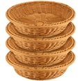 thumbnail image 1 of ZEONHAK 4 Pack 12 Inch Round Wicker Bread Basket, Brown Imitation Rattan Woven Basket, Round Wicker Serving Basket for Vegetables, Fruits, Snacks, 1 of 6