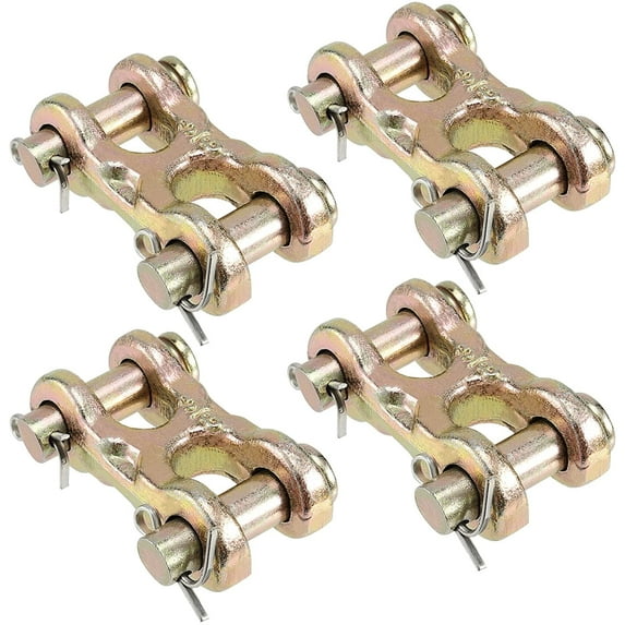 ZEONHAK 4 Packs 3/8 Inch Double Clevis, Zinc-Plated Safety Twin Clevis, G70 Forged Chain Repair Links, WLL 6600 lbs