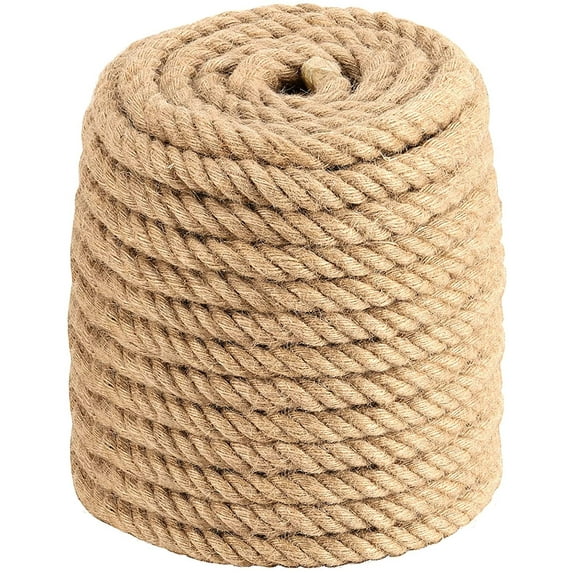 ZEONHAK 5/8 Inch x 36 feet Natural Burlap Jute Twine Rope, Extra Thick Twisted Manila Hemp Rope
