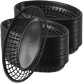 thumbnail image 1 of ZEONHAK 50 Pack Black Plastic Fast Food Baskets, Oval Restaurant Fast Food Serving Baskets, 9 x 5.7 x 1.5 Inch, 1 of 5