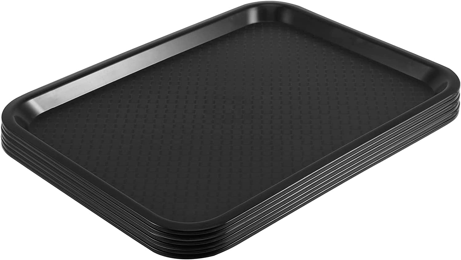 ZEONHAK 6 Pack 12 x 16 Inch Plastic Fast Food Trays Cafeteria Tray,  Serving, Restaurant, Black