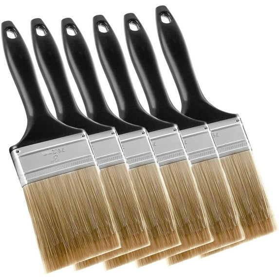 ZEONHAK 6 Packs 3 Inch Paint Brushes, Plastic Handle Painting Brush, Multi-Purpose Home Repair Tools