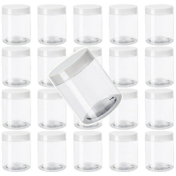 ZEONHAK 8 oz Clear PET Plastic Leak Proof Food Storage Jar & Container (24 Count)