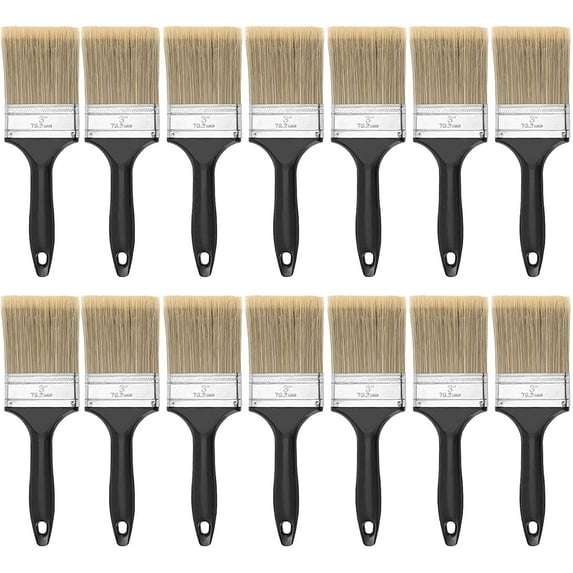ZEONHAK Plastic 3" Nylon Household Paint Brush, 14 Pieces 10 Pack