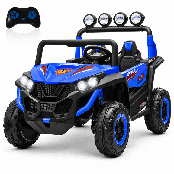 ZEOPHOL 24V Kids Ride On UTV, 4x4 Electric 4 Wheeler with 2.4GHz Remote Control, Music Panel, 2 Seats Ride On Car for Boys & Girls Blue
